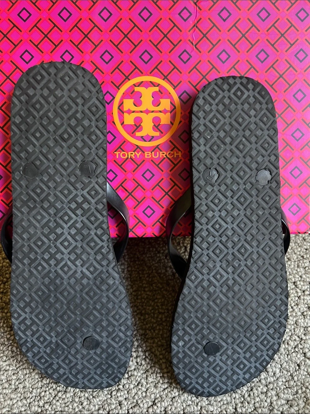 Tory Burch Leopard Print Flip Flops with Black Straps